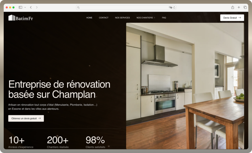 Site Batimfr - Hero Page - Création de site et SEO